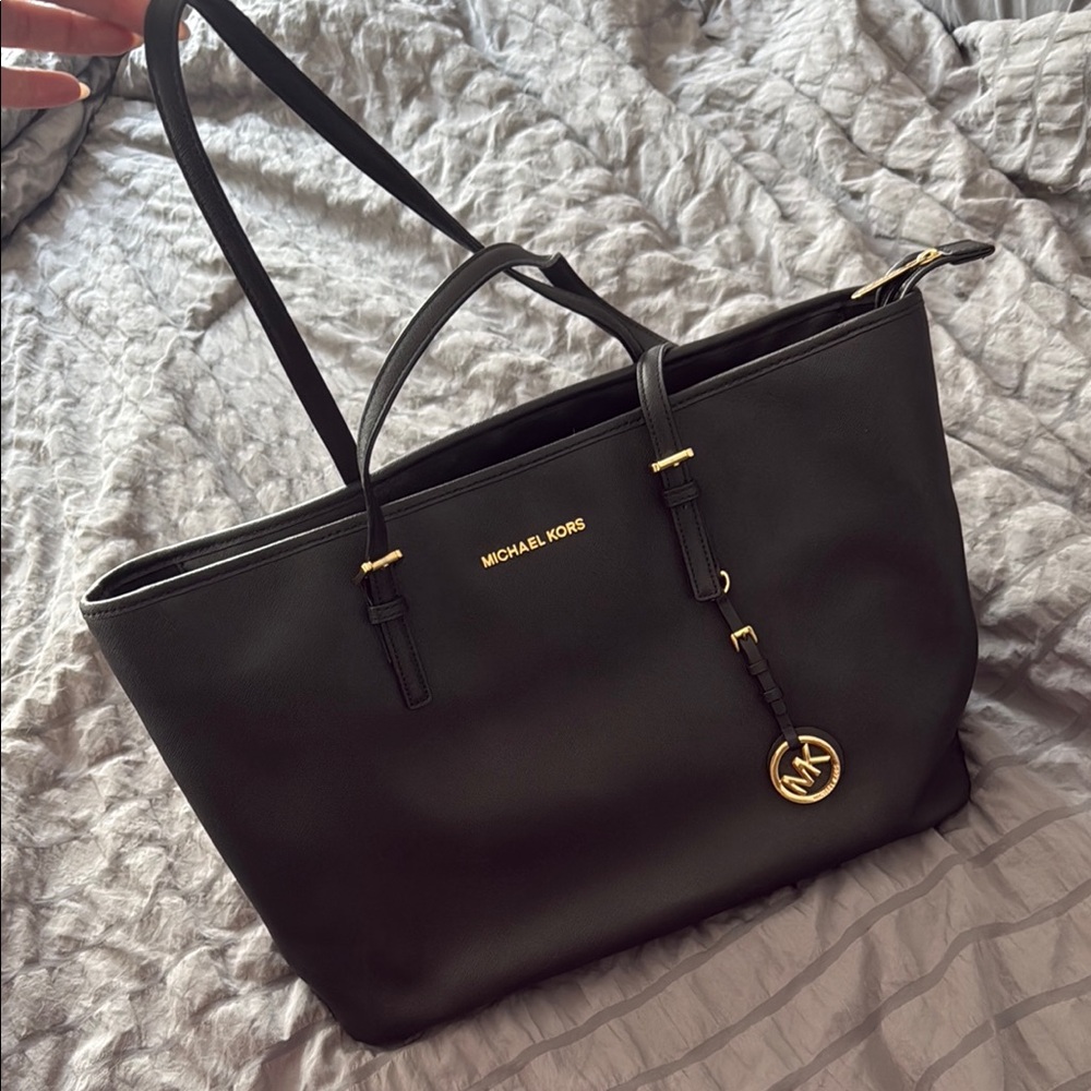 Michael Kors Black Tote with Gold Accents